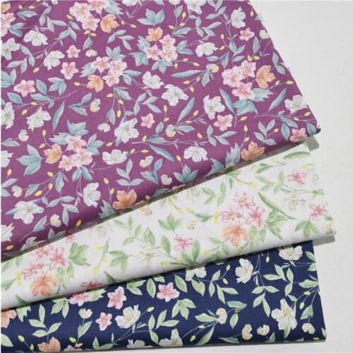 160x50cm Pastoral Flower Leaves Twill Cotton Sewing Fabric, Making Bedding Handmade Dress Lining Cloth