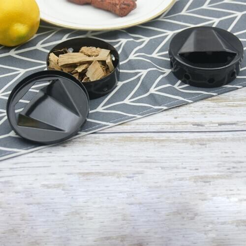 2pcs Enameled Smoke Pucks Reusable Pucks Smoking Box Fill with Wood Chips and Smoke Black Grill BBQ Accessories Kitchen Tools