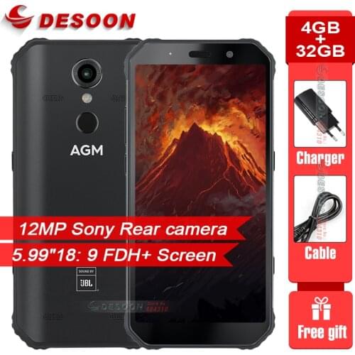 AGM A9 5.99" 18:9 4GB RAM 32GB ROM IP68 Waterproof 5400mAh Battery Smartphone NFC OTG Android 8.1 Quick Charge Rugged Cellphone