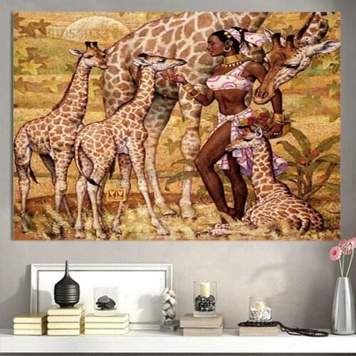 Rhinestone mosaic Painting DIY Diamond Painting Africa woman giraffe animal diamond Embroidery 5d cross stitch kit Decor GG2485