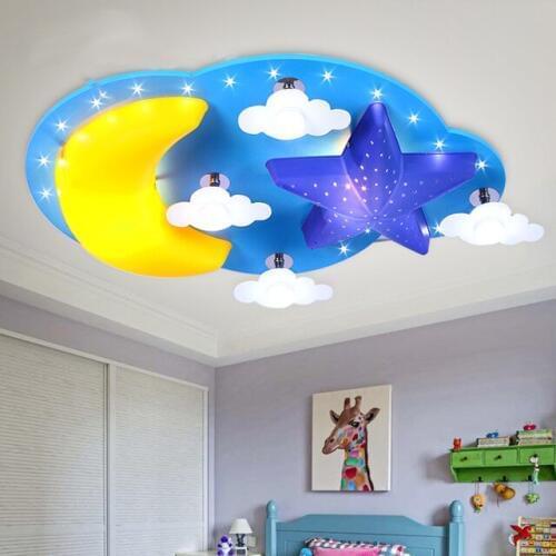 Boy LED childrens room bedroom ceiling lamp warm personality minimalist eye lamp cartoon star moon XUYIMING