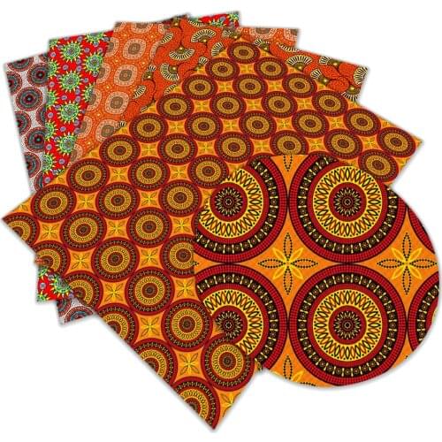 African Style Printed Patter Faux Leather Fabric For Bow-Knot Bags Wallet Phone Case Scrapbook 30X136cm