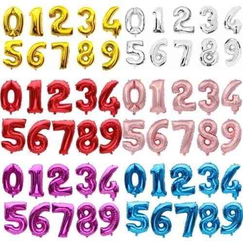 Number Foil Balloon 40 inch Rose Gold Silver Blue Discolor Digital Birthday Party Decoration Baby Shower Supplies