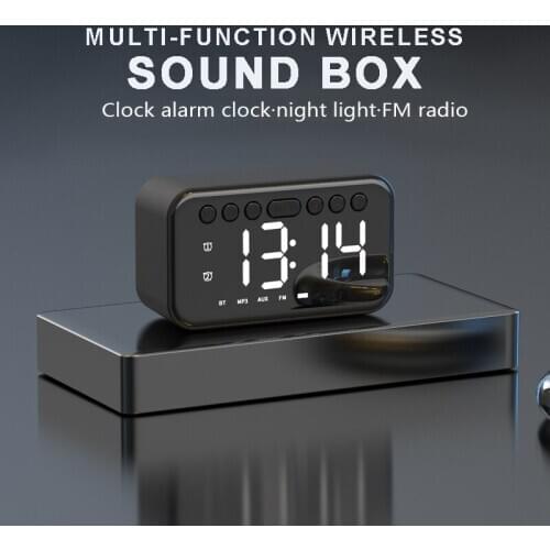 High Quality Wireless bluetooth 5.0 Speaker Bass Stereo Music Player Portable Multifunctional LED Digital Display Alarm Clock