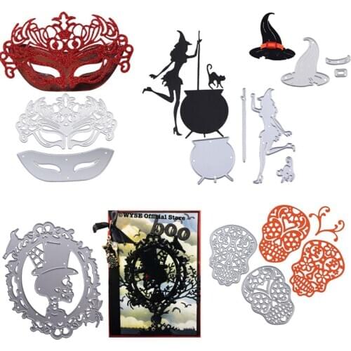 WYSE Metal Cutting Dies Halloween Dies Witch Skull Mask Cutting Die Scrapbooking for DIY Scrapbooking Paper Card Embossing