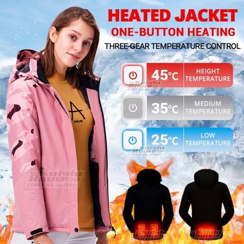 3 Areas Winter Heated Jacket Windbreaker Outerwear Warm Thermal USB Heated Vest Mens Womens Clothing Hiking Hunting Clothes