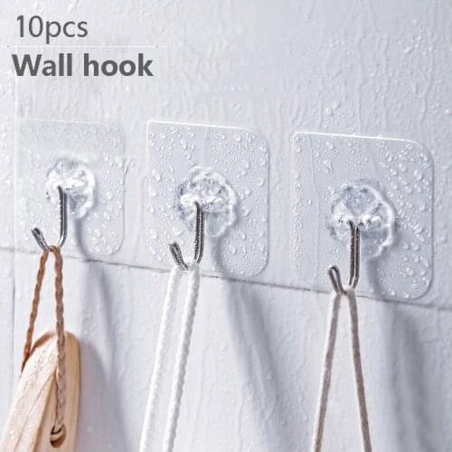 10Pcs Transparent Strong Self Adhesive Door Wall Hangers Hooks Suction Heavy Load Rack Cup Sucker For Kitchen Bathroom