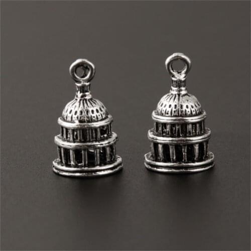 10Pcs Silver Color Castle Charms House Building Pendant Making Accessories Bracelet Necklaces Keychain Pendant 11X20mm A165