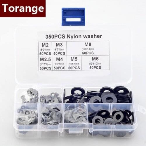 304 Stainless Steel Flat Washer Kit White / black Nylon flat mat Kit M2 to M12 Plain Washer Gaskets Assortment Kit
