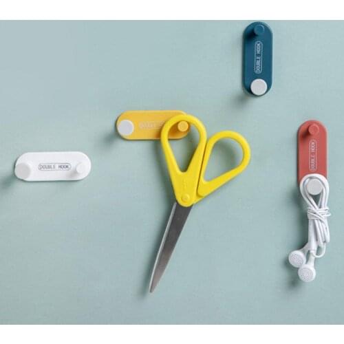 4Pcs 2-hanger Strong Traceless Punch Free Wall Hook Hat Wire Earphone Organizer