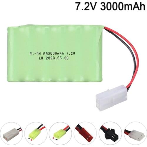 7.2v 3000mAh Battery For RC Cars rc Trucks rc Robots Tanks Gun Boats 7.2v NiMH Battery Aa 2400mah 7.2v Rechargeable Battery Pack