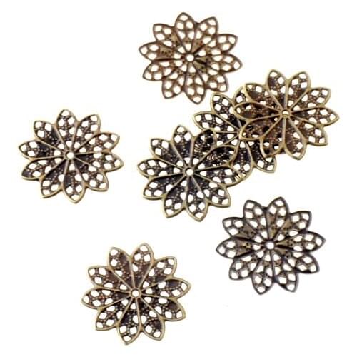 Free shipping 100Pcs Antique Bronze Flower Wraps Connectors Metal Crafts Gift Decoration DIY Scrapbooking 20mm