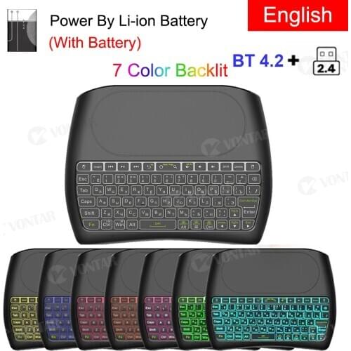 VONTAR D8 Super BT Keyboard Backlight 2.4G Air mouse with gyroscope Rechargeable Battery For IOS Android TV BOX PC