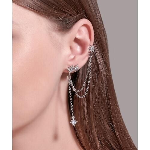 Bohemia Earrings Jewelry Personality Metal Ear Clip Star Tassel Earrings For Women Gift Pendientes Ear Cuff Caught In Cuffs