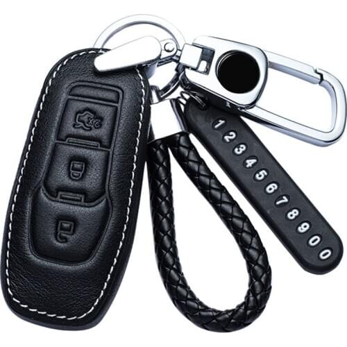 Car Key Case Cover Ring Leather For Ford Fiesta Focus 23 MK2 MK3 Mondeo MK4 Ecosport Kuga Escape Explorer Ranger