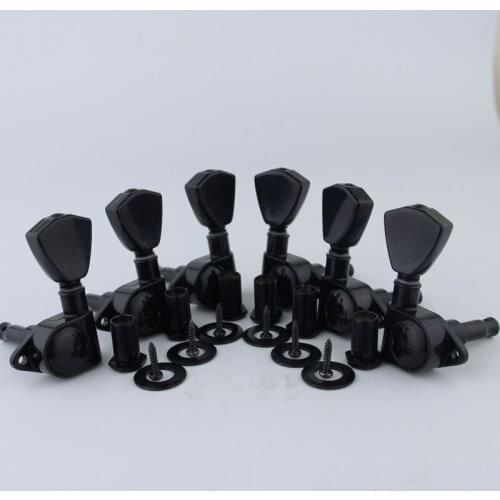Black Guitar Machine Heads(3L+3R Handed)–1:21 Sealed Tuners Tuning Key Pegs Replacement for Electric, Folk or Acoustic Guitars