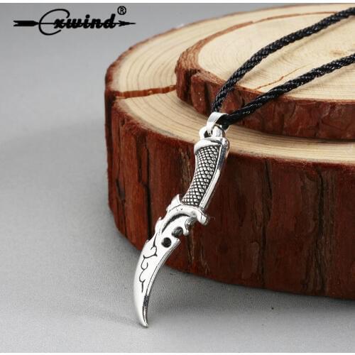 Cxwind Vintage Knife Charm Slavic Amulet Necklace for Women Men Norse Viking Bird Paw Statement Pendant Friendship Jewelry