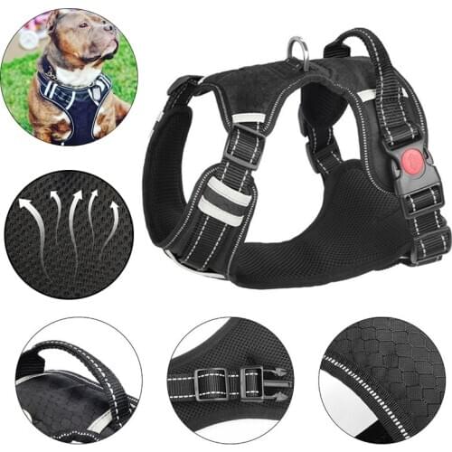Breathable Big Dog Harness Adjustbale No Pull Small Medium Large Dog Vest Matching Leash Collar Reflective Pet Training Supplies