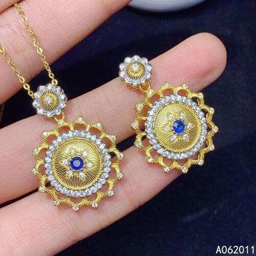 KJJEAXCMY fine jewelry natural sapphire 925 sterling silver lovely girl new pendant necklace chain support test