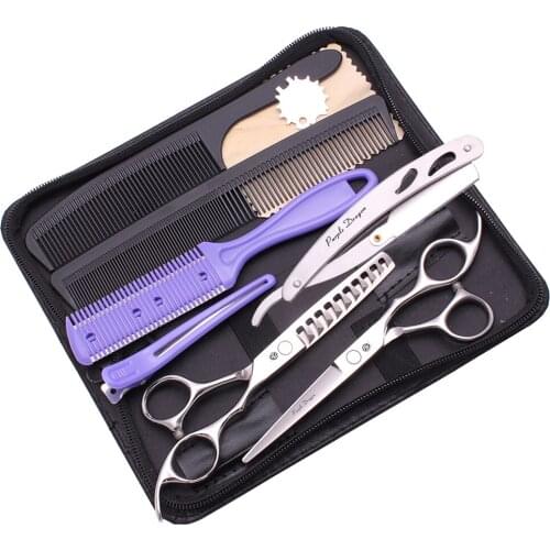 Hairdressing Scissors Set Professional 6" Purple Dragon Japanese Stainless Hair Cutting Scissors Add Case Thinning Shears 2000