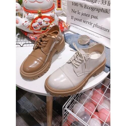 Spring and autumn new leather low-cut lace-up womens shoes British retro small leather shoes casual shoes