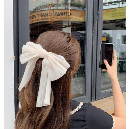 Oaoleer Lace Barrette Bow For Woman Girls Fashion Knot Hairpins Large Top Clip Big Bowknot Chiffon Ribbon Clip Girls Clip