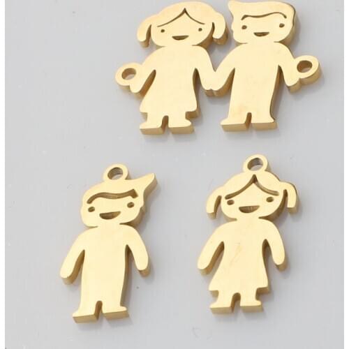 100% Stainless Steel Blank Boy Girl Charm Pendant For Engrave Metal Kids Family Tag 2 Hole Connector Mirror Polished 50pcs