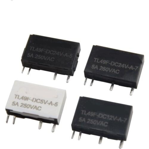 5PCs Small Hf49f Relay 5V/12v4 Foot Relay 5A Ultra-Thin Relay 24V Small Relay