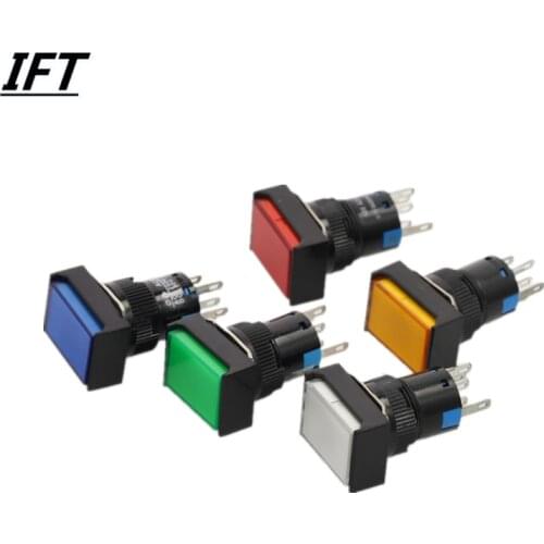 Self Locking Push button Switches LA16J-11DZ Rectangular button with light 5 pins 16MM