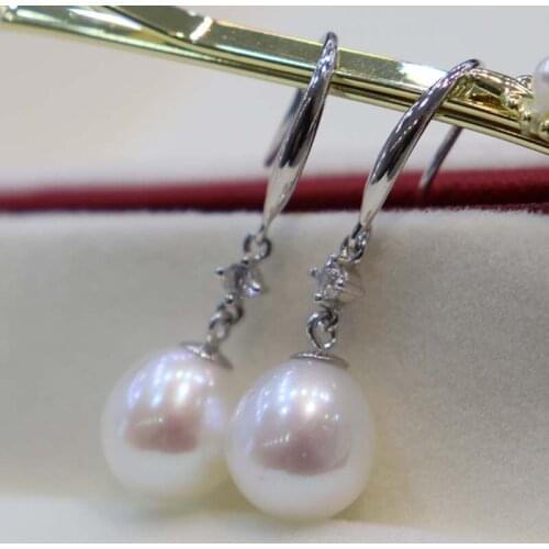 Amazing 10mm drop white real pearl sterling silver dangle earring fine jewelry gifts