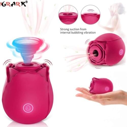 Rose Shape Vagina Sucking Vibrator Intimate Goods Nipple Sucker Oral Licking Clitoris Stimulation Sex Toys for Women Machine