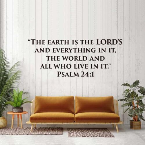 Sticker The Earth Is The Lord’s Vinyl Wall Decal Mural Art Wallpaper Living Room Home Decor Poster Bible Quote House Decoration