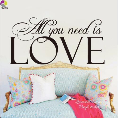 All You Need Is Love Quote the Beats Song Lyrics Wall Sticker Bedroom Family Love Inspiration Quote Decal Baby Nursery Vinyl DIY