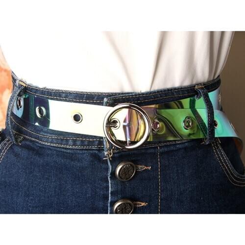 Women Plastic Belt Fashion PVC Transparent Dress Belt Grommet Belt with Single Prong Jeans Grommet Belt Accessories
