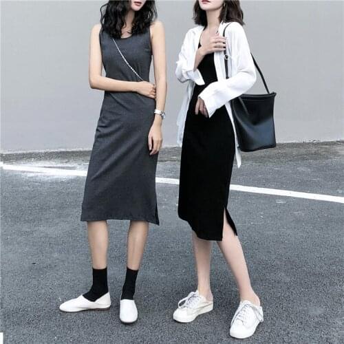 Slim inner dress female 2021 summer new all-match split sling skirt small base mid-length skirt