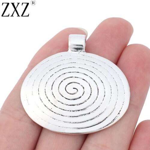 ZXZ 5pcs Oval Spiral Swirl Vortex Charms Pendants for Necklace Jewelry Making Findings 45x43mm