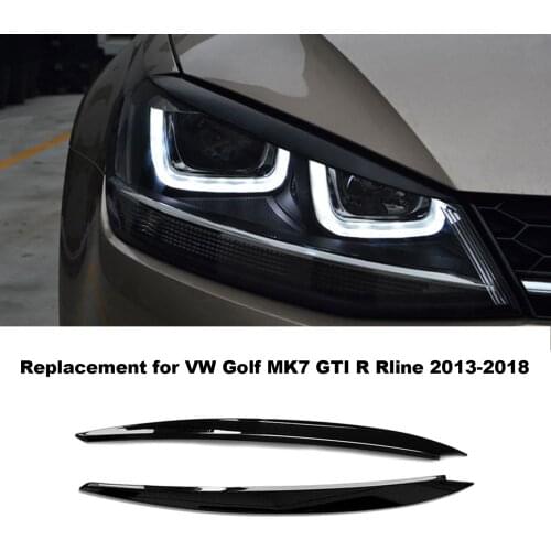 1 Pair Headlight Eyebrows Eyelids Trim Car Decoration Car Headlight Eyebrow Trim Stickers for VW Golf MK7 G-TI R Rline 2013-2018