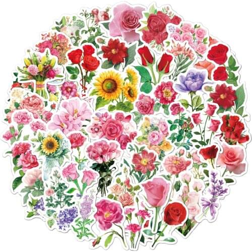 10/30/50PCS NEW Mixed Pretty Flowers Stickers DIY Bike Travel Luggage Guitar Laptop Cool Graffiti Sticker Decals Classic Kid Toy