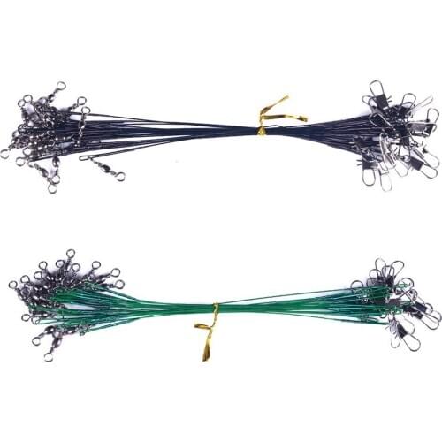 20pcs Fishing Leash Anti Bite Steel Line with Swivel Connector Leader Fishing Wire Tackle Fishing Accessory 2 Colors