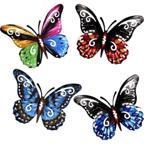 4Pcs/Set Butterflies Iron Art Wall Decoration Beautiful Colorful Wall Decor Hanging Butterflies Iron Craft For Home Room Wall