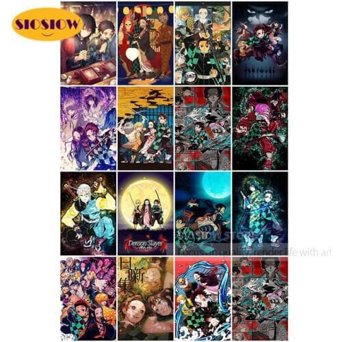 5D Diy Diamond Embroidery Demon Slayer Kimetsu No Yaiba Painting Japanese Cartoon Full Square Round Cross Stitch Wall Home Decor