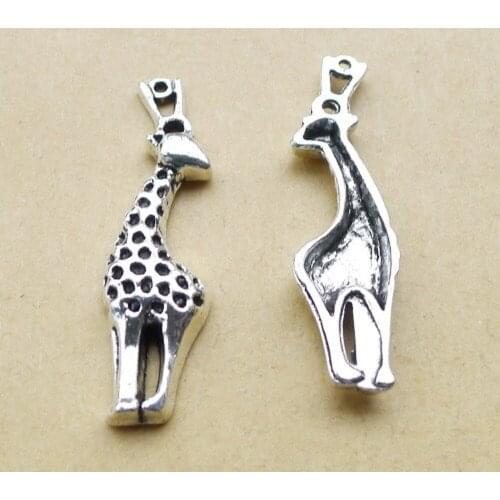 80pcs Giraffe Charms 11mm x 40mm DIY Jewelry Making Pendant antique silver color