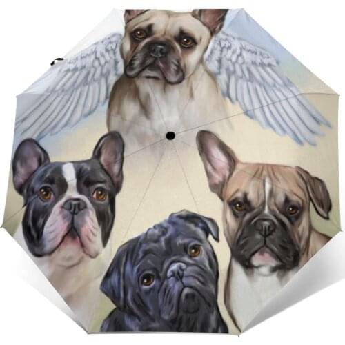 Automatic Umbrella Funny French Bulldog three-fold umbrella women men rain umbrella
