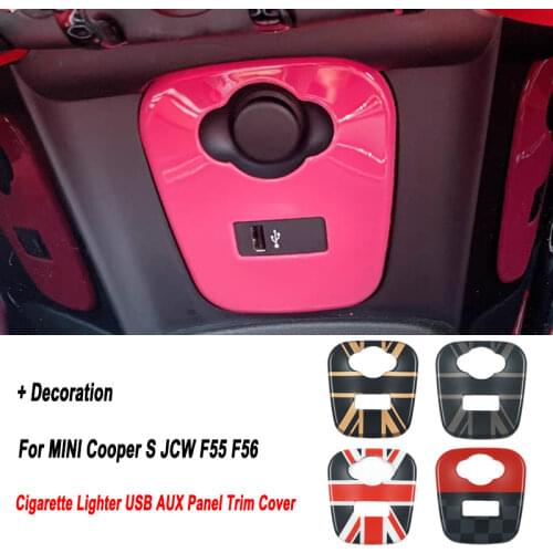 Union Jack ABS Car Cigarette Lighter USB AUX Panel Trim Cover Case Sticker For Mini Cooper S JCW F55 F56 Car styling Accessories