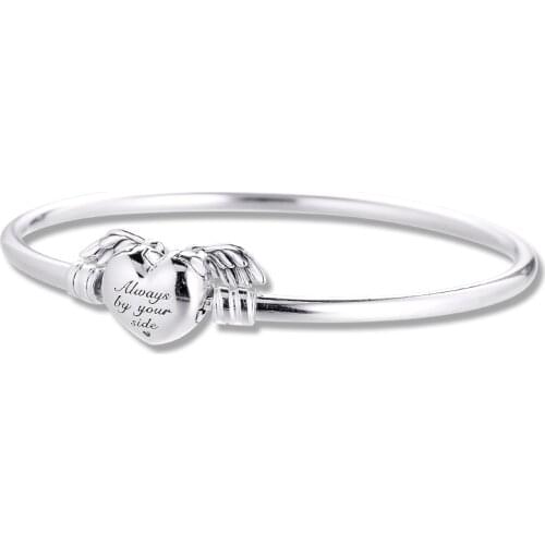 Moments Winged Heart Bangle 2021 Lucky Sign Mum Girl Friends 100% Real Silver S925 Jewelry Bracelets for Women