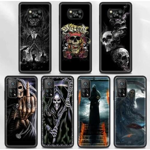 Case For Xiaomi Poco F3 M3 X3 NFC F1 Shell SmartCase for Mi Note 10 Pro Lite Cover Guscio Fundas Grim Reaper Skull