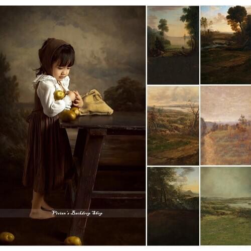 Kids Portrait Country Landscape Photography Backdrop Adult Photo Oil Painting Decorion Girl Woman Background for Photostudio