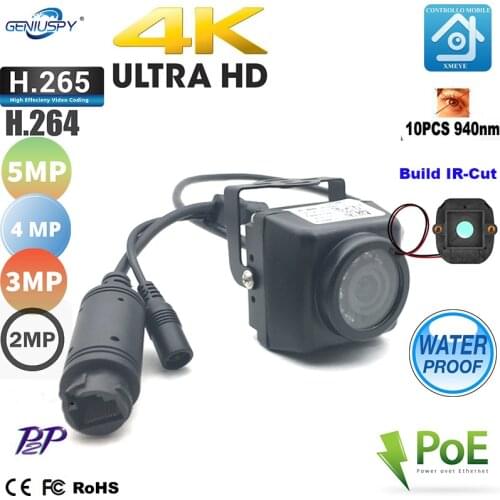 Geniuspy 1080P 3MP 4MP 5MP HD IP66 Waterproof Night Vision IR-Cut 940NM Mini POE IP IR Nest Cam Outdoor Security Camera For Car