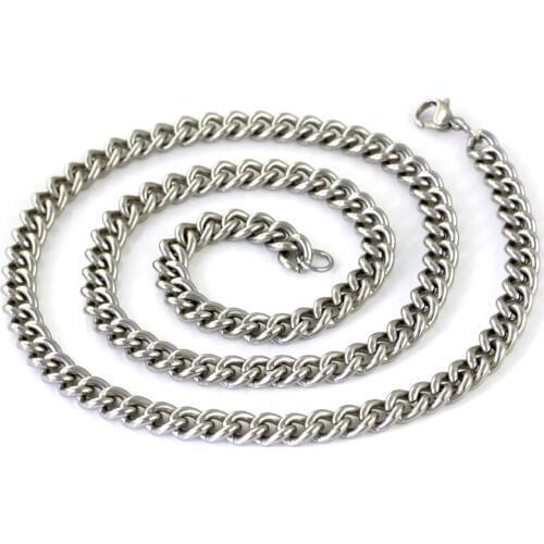 GNAYY JEWELRY 5pcs wholesale 4mm wide cowboy curb chain stainless steel Jewelry women Mens necklace 16''-28'' Free Shipping