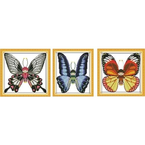 Joy Sunday Baby Butterfly DMS Cross Stitch Sets11&14CT Pattern Printed Cross Stitch Kit Paintings DIY Embroider Needlework Set